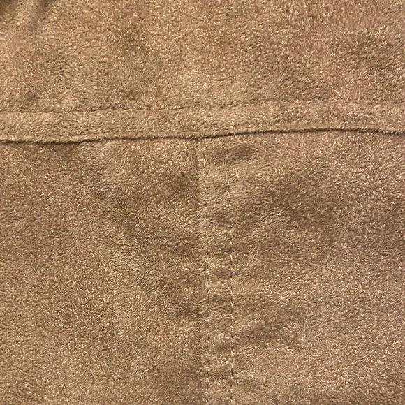 Stevie Suede Vegan Long Vest with Faux Fur Trim  Size Small - Picture 9 of 10